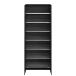 Meuble chaussures 2 portes noir 7 étagères GoodHome Atomia H. 187 x L. 75 x P. 35 cm