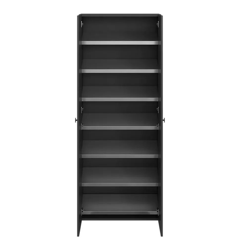 Meuble chaussures 2 portes noir 7 étagères GoodHome Atomia H. 187 x L. 75 x P. 35 cm