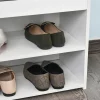 Meuble chaussures banc à chaussures 2 niveaux rangement, niche, tiroir, coffre intégré avec coussin gris blanc