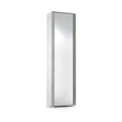 Meuble chaussures Dcandel, Meuble d'entrée avec porte miroir, meuble à chaussures avec 7 Etageres, 50x32hx182 cm, Blanc et Ciment