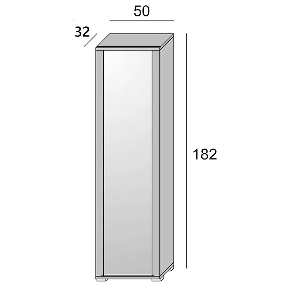 Meuble chaussures Dcandel, Meuble d'entrée avec porte miroir, meuble à chaussures avec 7 Etageres, 50x32hx182 cm, Blanc et Ciment