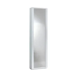 Meuble chaussures Dcandel, Meuble d'entrée polyvalent avec porte miroir, Meuble à chaussures avec 7 étagères, 50x32hx182 cm, Blanc