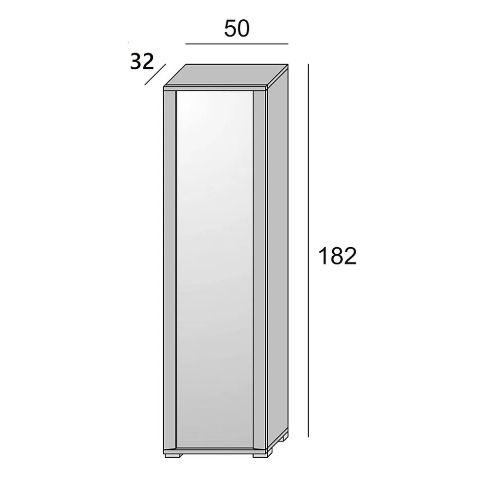 Meuble chaussures Dcandel, Meuble d'entrée polyvalent avec porte miroir, Meuble à chaussures avec 7 étagères, 50x32hx182 cm, Blanc