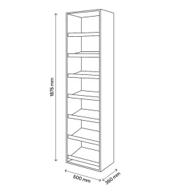 Meuble chaussures ouvert effet chêne 7 étagères GoodHome Atomia H. 187,5 x L. 50 x P. 35 cm