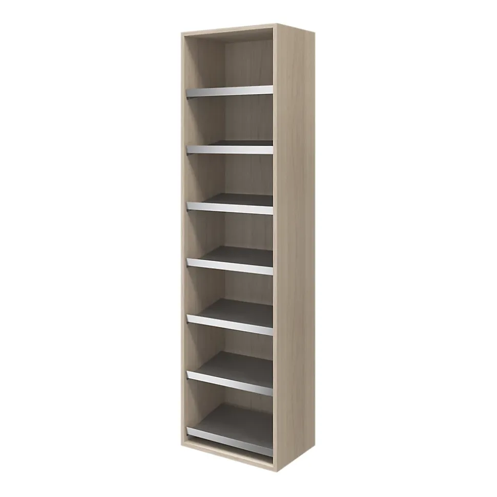 Meuble chaussures ouvert effet chêne 7 étagères GoodHome Atomia H. 187,5 x L. 50 x P. 35 cm