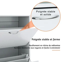 Meuble Chaussures SIRHONA 63x30x120 cm - Armoire Grande capacité Rangement