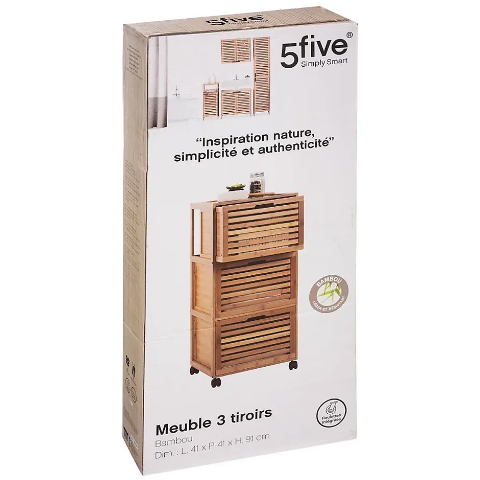 Meuble colonne 3 tiroirs Bambou Sicela - 5Five