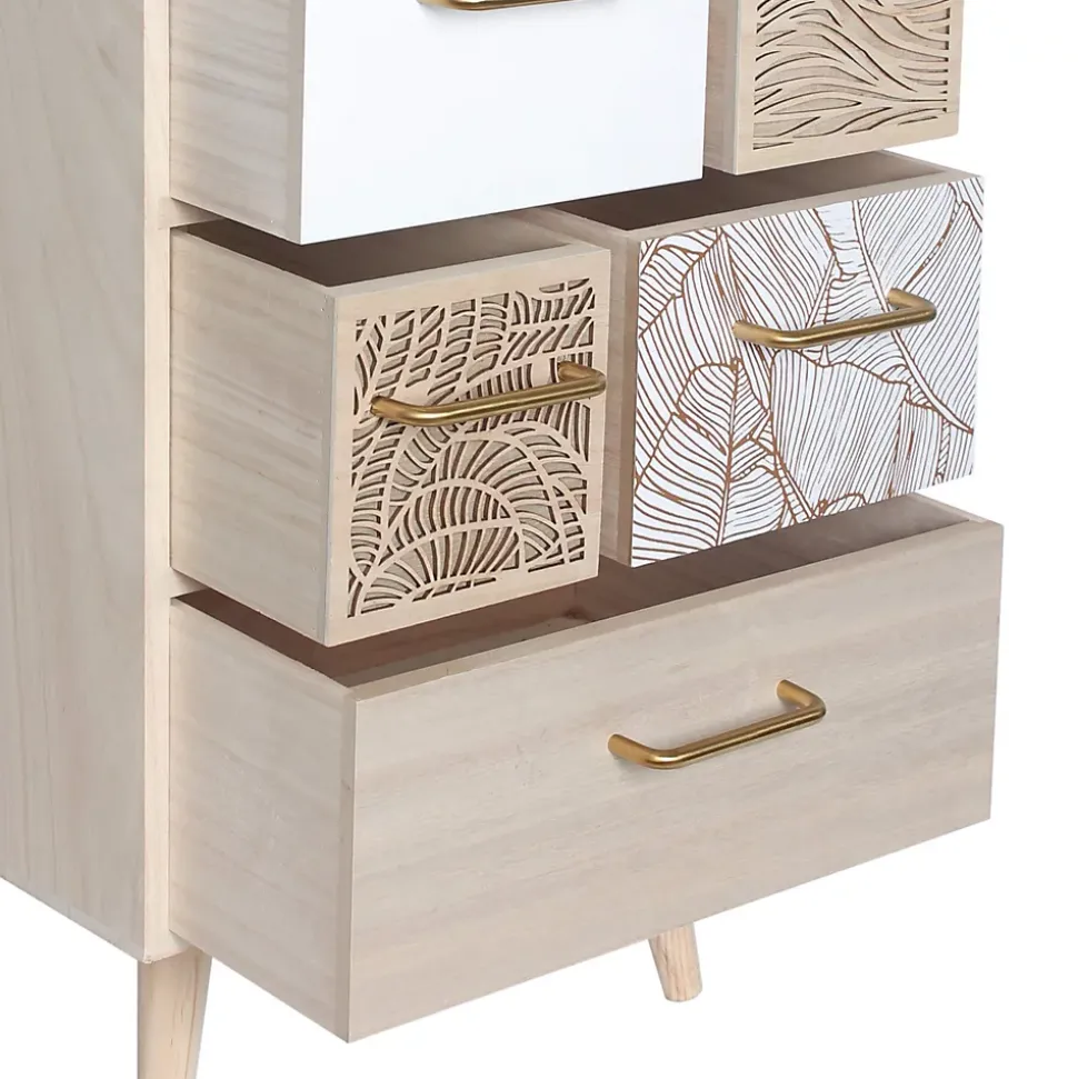 Meuble Commode Polyvalent en Bois Clair avec 5 Tiroirs