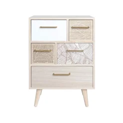Meuble Commode Polyvalent en Bois Clair avec 5 Tiroirs