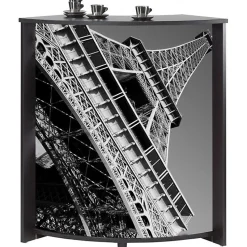 Meuble comptoir bar SIMMOB 96 cm Noir 3 niches bois