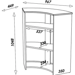 Meuble Comptoir SIMMOB VISIO097BLN Blanc MDF noir 96 cm
