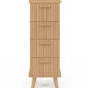 Meuble d'appoint 4 tiroirs JULIETTE 30 cm chiffonnier effet lattes tasseau bois coloris chêne