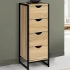 Meuble d'appoint 4 tiroirs DETROIT 30 cm chiffonnier pour entrée salle de bain design industriel