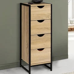Meuble d'appoint 4 tiroirs DETROIT 30 cm chiffonnier pour entrée salle de bain design industriel