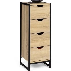 Meuble d'appoint 4 tiroirs DETROIT 30 cm chiffonnier pour entrée salle de bain design industriel