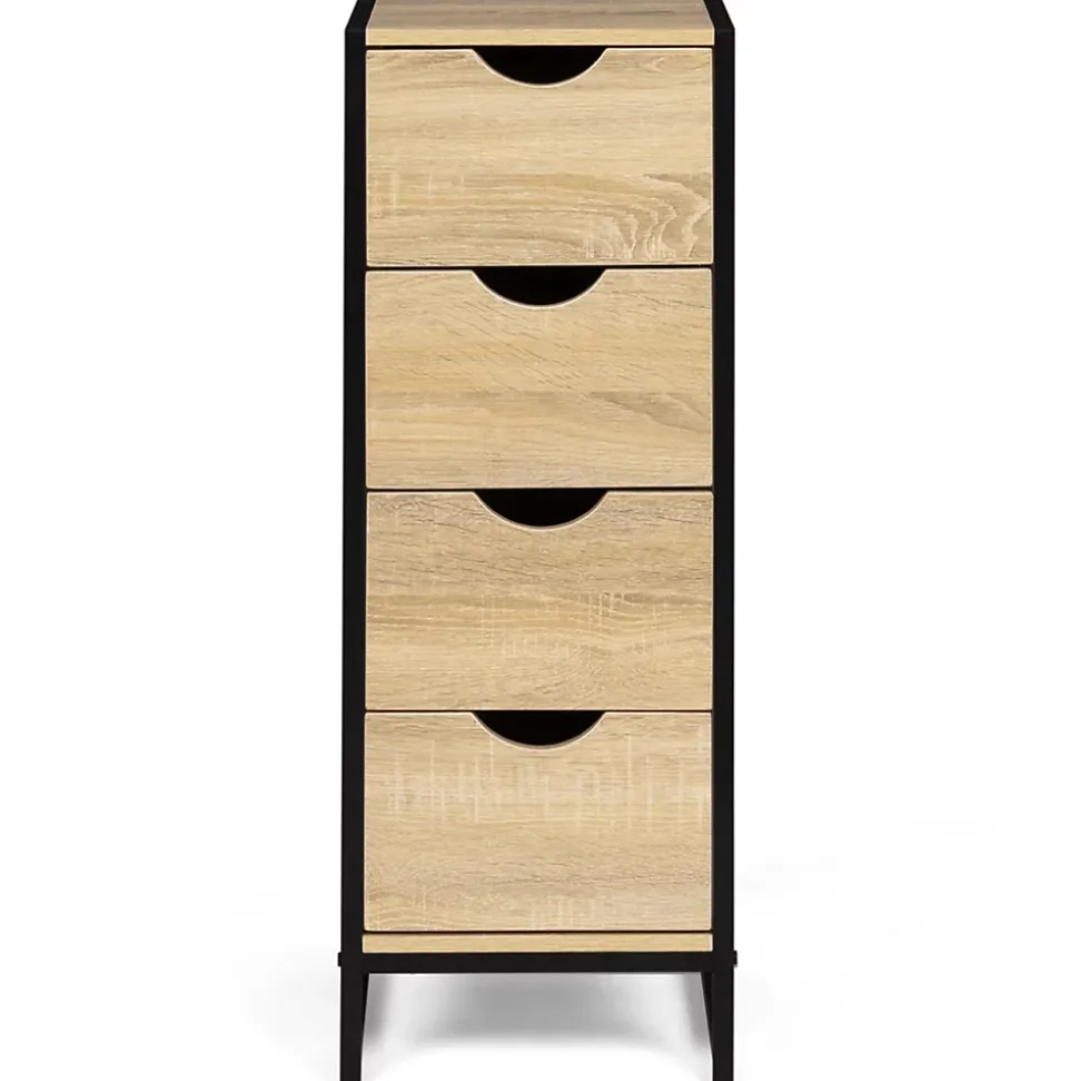 Meuble d'appoint 4 tiroirs DETROIT 30 cm chiffonnier pour entrée salle de bain design industriel
