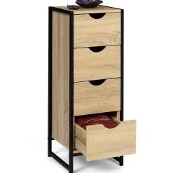 Meuble d'appoint 4 tiroirs DETROIT 30 cm chiffonnier pour entrée salle de bain design industriel