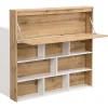 Meuble de bar avec 2 portes et 1 tiroir en MDF - Blanc et Naturel - LAMONIA