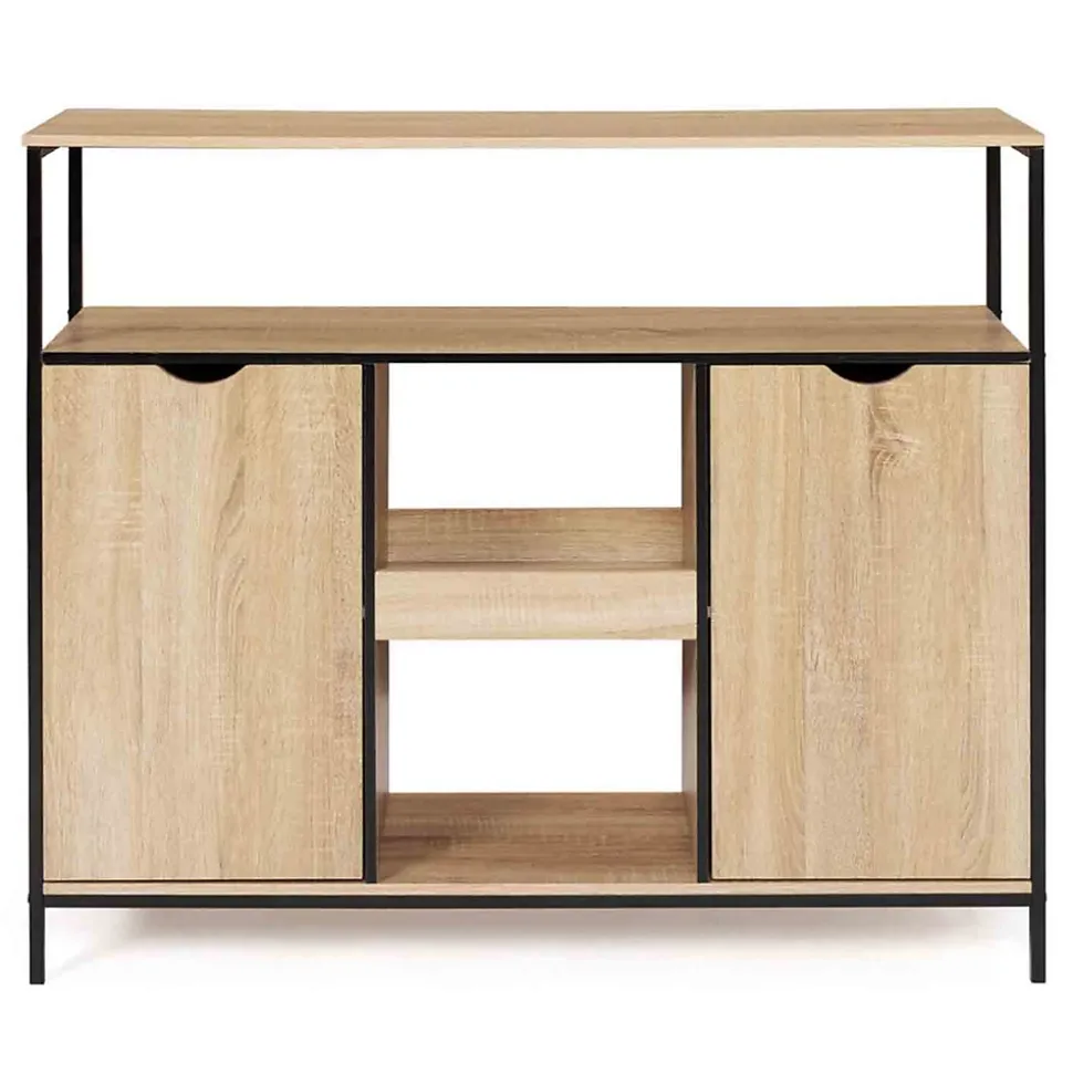 Meuble de bar avec portes et étagères DETROIT design industriel