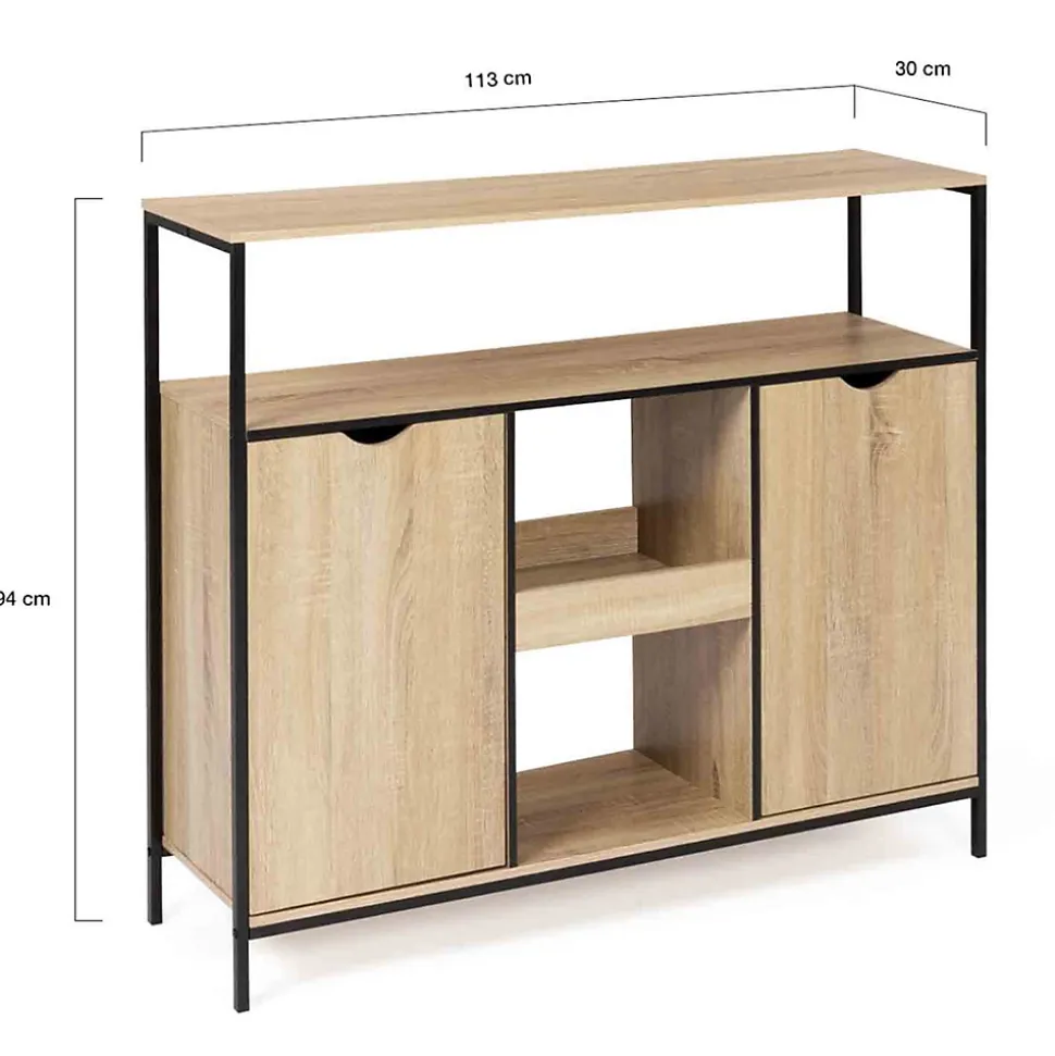Meuble de bar avec portes et étagères DETROIT design industriel
