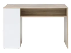 Meuble de bar avec rangements - Blanc et naturel - NIRAYA