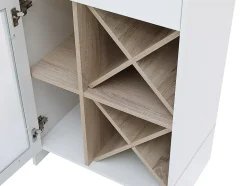 Meuble de bar avec rangements - Blanc et naturel - NIRAYA