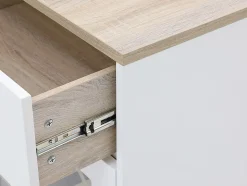 Meuble de bar avec rangements - Blanc et naturel - NIRAYA
