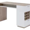 Meuble de bar avec rangements - Blanc et naturel - ANOSKI