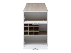 Meuble de bar avec rangements - Blanc et naturel - ANOSKI
