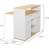 Meuble de bar extensible en table à manger 2 personnes VITO blanc et plateau bois