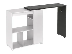 Meuble de bar pivotant avec rangements - Blanc et anthracite - SATURNE
