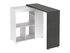Meuble de bar pivotant avec rangements - Blanc et anthracite - SATURNE
