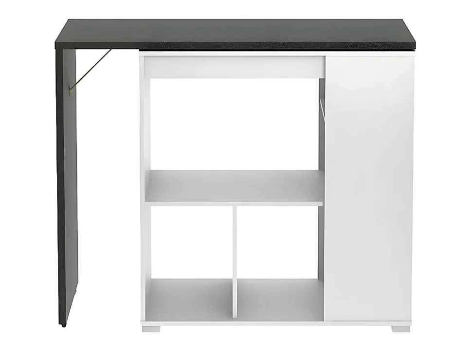 Meuble de bar pivotant avec rangements - Blanc et anthracite - SATURNE