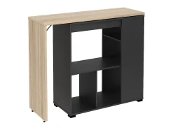 Meuble de bar pivotant avec rangements - Naturel et anthracite - SATURNE