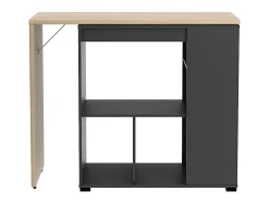 Meuble de bar pivotant avec rangements - Naturel et anthracite - SATURNE