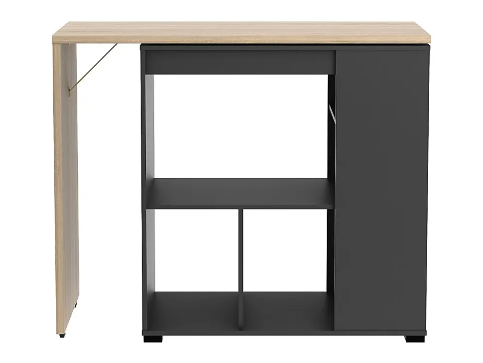 Meuble de bar pivotant avec rangements - Naturel et anthracite - SATURNE