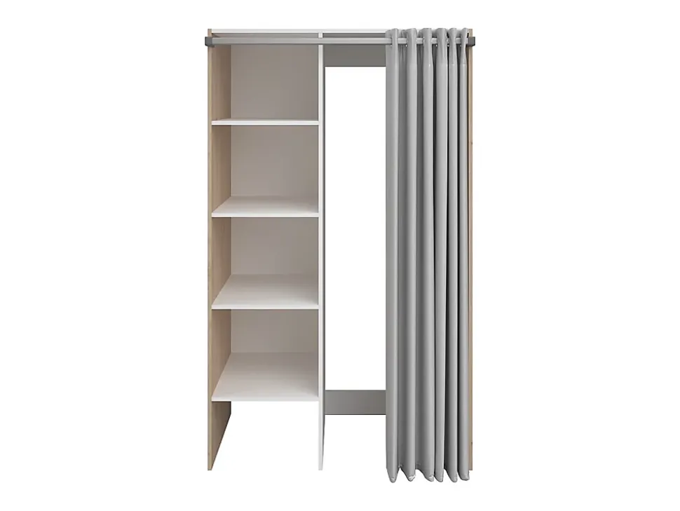 Meuble de buanderie avec rideau pour double machine à laver - Naturel clair - L111 x H184 cm - JAZANO