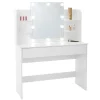 Meuble de maquillage commode de coiffeuse avec miroir tiroir guirlande LED blanc