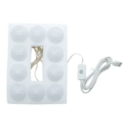 Meuble de maquillage commode de coiffeuse avec miroir tiroir guirlande LED blanc