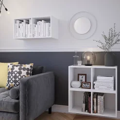 Meuble de rangement 4 cases blanc GoodHome Atomia H. 37,5 x L. 150 x P. 35 cm