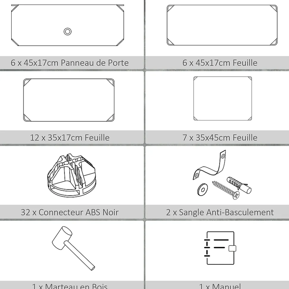 Meuble de rangement à chaussures modulable 6 casiers rectangulaires empilables - noir et blanc
