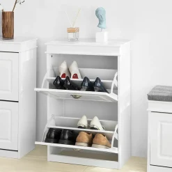 Meuble de Rangement à Chaussures Meuble d'entrée 2 abattants, FSR78-W, SoBuy