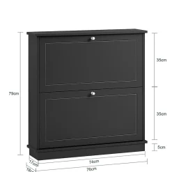 Meuble de Rangement à Chaussures,Commode à Chaussures avec 2 abattants,Noir,FSR99-SCH,SoBuy