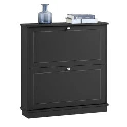 Meuble de Rangement à Chaussures,Commode à Chaussures avec 2 abattants,Noir,FSR99-SCH,SoBuy