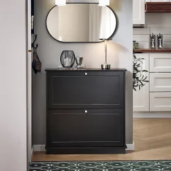 Meuble de Rangement à Chaussures,Commode à Chaussures avec 2 abattants,Noir,FSR99-SCH,SoBuy