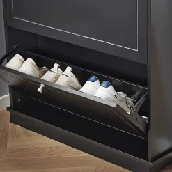 Meuble de Rangement à Chaussures,Commode à Chaussures avec 2 abattants,Noir,FSR99-SCH,SoBuy