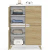 Meuble de rangement 4 portes HELSINKI scandinave blanc et bois