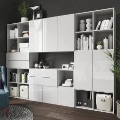 Meuble de rangement avec tiroirs blanc GoodHome Atomia H. 187,5 x L. 262,5 x P. 37 cm