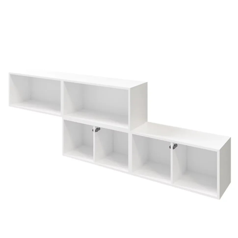 Meuble de rangement avec portes blanc et anthracite brillant GoodHome Atomia H. 75 x L. 226 x P. 37 cm