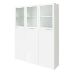 Meuble de rangement blanc avec portes battantes vitrées GoodHome Atomia H. 187,5 x L. 150 x P. 37 cm